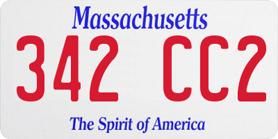 MA license plate 342CC2