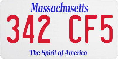 MA license plate 342CF5