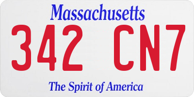 MA license plate 342CN7