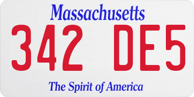 MA license plate 342DE5