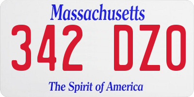 MA license plate 342DZ0