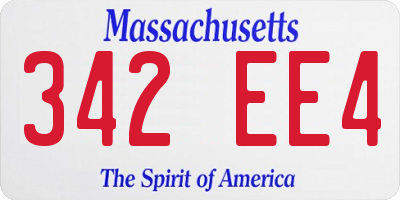 MA license plate 342EE4