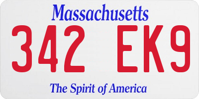 MA license plate 342EK9