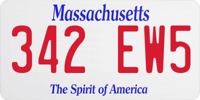 MA license plate 342EW5