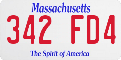 MA license plate 342FD4