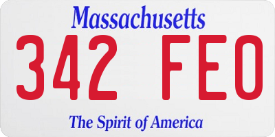 MA license plate 342FE0
