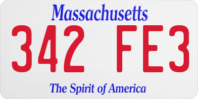 MA license plate 342FE3