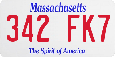 MA license plate 342FK7