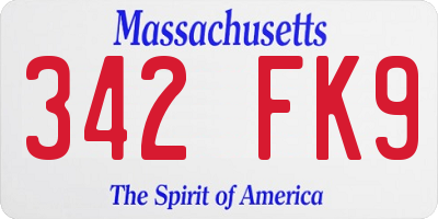 MA license plate 342FK9
