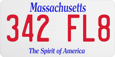 MA license plate 342FL8