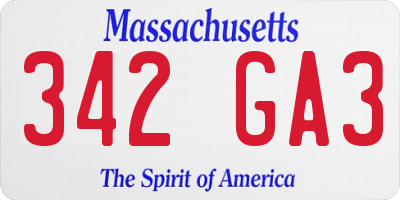 MA license plate 342GA3