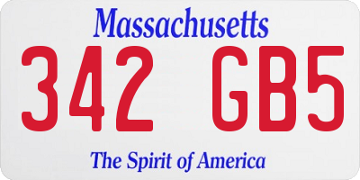 MA license plate 342GB5