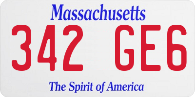 MA license plate 342GE6