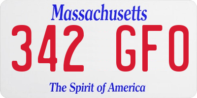 MA license plate 342GF0