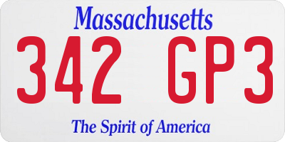 MA license plate 342GP3