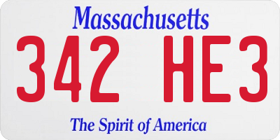 MA license plate 342HE3
