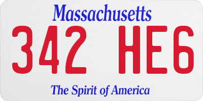 MA license plate 342HE6
