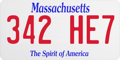 MA license plate 342HE7