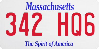 MA license plate 342HQ6
