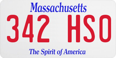 MA license plate 342HS0