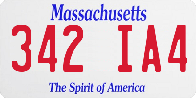 MA license plate 342IA4
