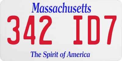 MA license plate 342ID7