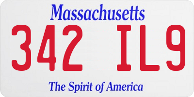 MA license plate 342IL9