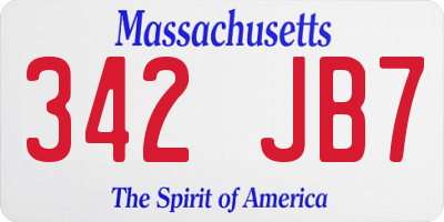 MA license plate 342JB7