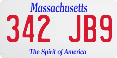 MA license plate 342JB9