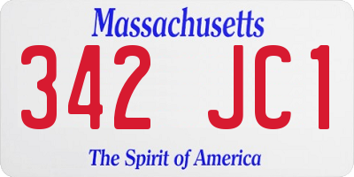 MA license plate 342JC1