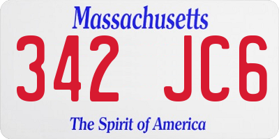 MA license plate 342JC6