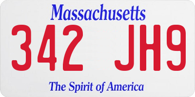 MA license plate 342JH9