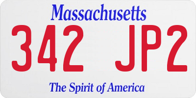 MA license plate 342JP2