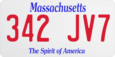 MA license plate 342JV7