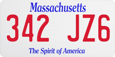 MA license plate 342JZ6