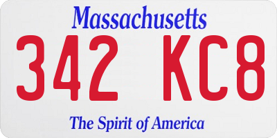 MA license plate 342KC8