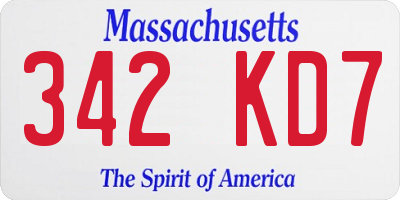 MA license plate 342KD7