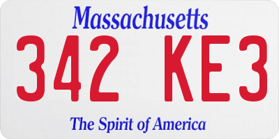 MA license plate 342KE3