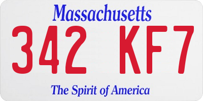 MA license plate 342KF7