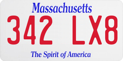 MA license plate 342LX8