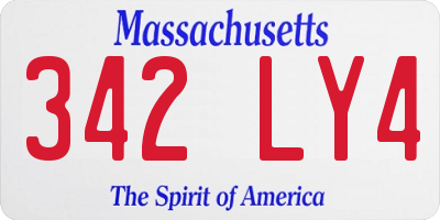 MA license plate 342LY4