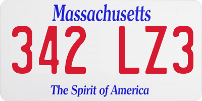 MA license plate 342LZ3