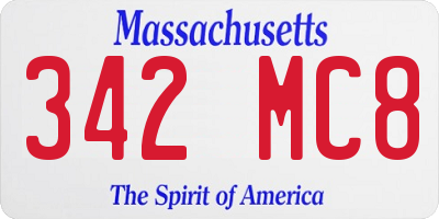 MA license plate 342MC8