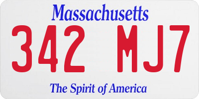 MA license plate 342MJ7