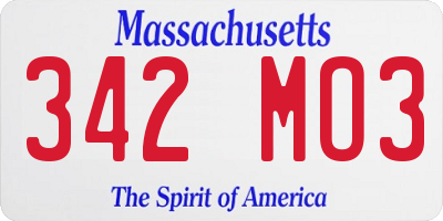 MA license plate 342MO3