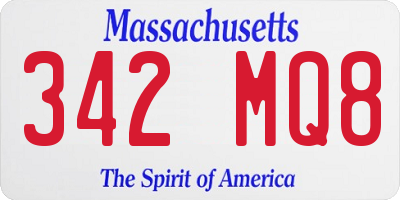 MA license plate 342MQ8
