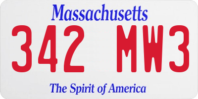 MA license plate 342MW3