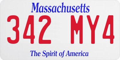 MA license plate 342MY4