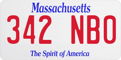 MA license plate 342NB0