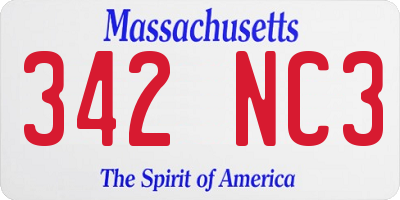 MA license plate 342NC3